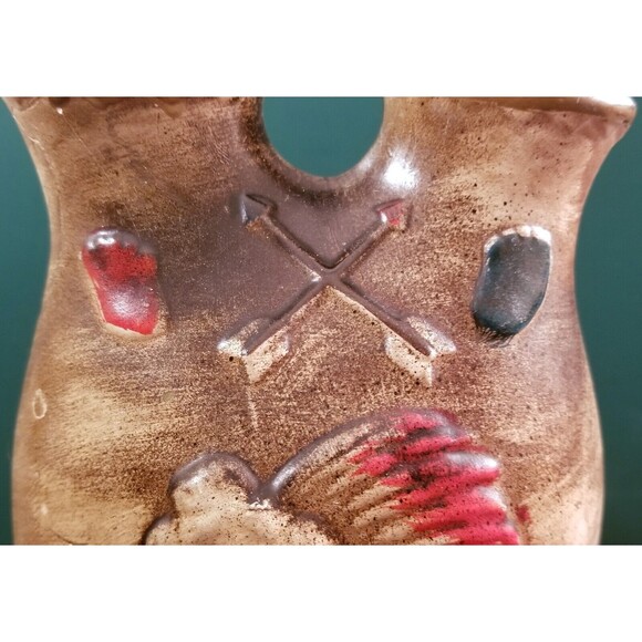 Vintage Native American-Style Navajo Wedding Jug Embossed Made in Japan 8"x5"x4" - Picture 5 of 9